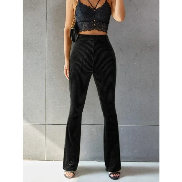 Pantalon Bootcut Femme en Velours Côtelé Noir