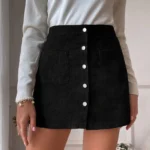 mini jupe velours côtelé noire tendance