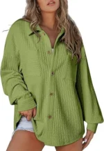 veste décontractée en velours côtelé vert