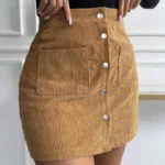 jupe en velours côtelé kaki tendance