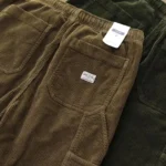 pantalon homme kaki en velours côtelé
