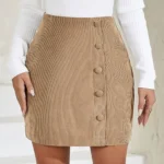 jupe asymétrique en velours côtelé