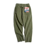 Pantalon Ample Homme en Velours Côtelé Vert