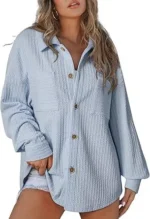 veste en velours côtelé bleu
