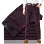 pantalon bordeaux droit en velours côtelé