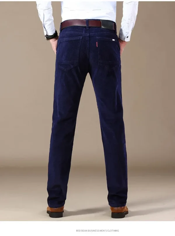 Pantalon Droit Homme en Velours Côtelé Bleu