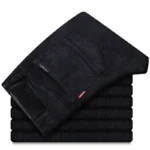 Pantalon Droit Homme en Velours Côtelé Noir