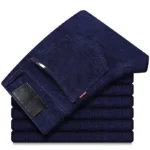 pantalon bleu droit homme en velours