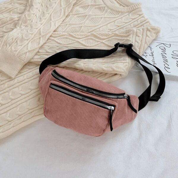 Banane Streatwear en Velours Côtelé Rose
