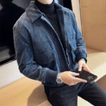 Blouson Velours Côtelé Homme Bleu