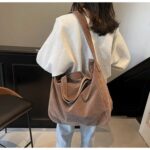 fourre-tout en velours doux gris