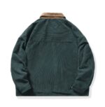 manteau vert foncé en velours côtelé homme