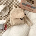 Mini Sac à Dos en Velours Côtelé Beige