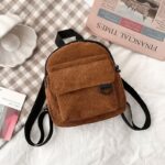 Mini Sac à Dos en Velours Côtelé Marron