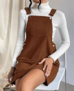 Robe salopette velours côtelé marron