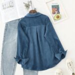 robe tunique bleu en velours côtelé