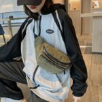 sac banane streetwear velours côtelé vert