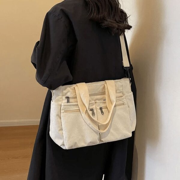 sac crossbody beige en tissu côtelé
