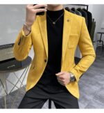Veste Homme en Velours Style Anglais Jaune
