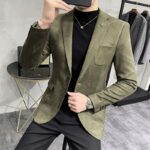 Veste Homme en Velours Style Anglais Vert
