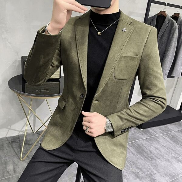 Veste Homme en Velours Style Anglais Vert